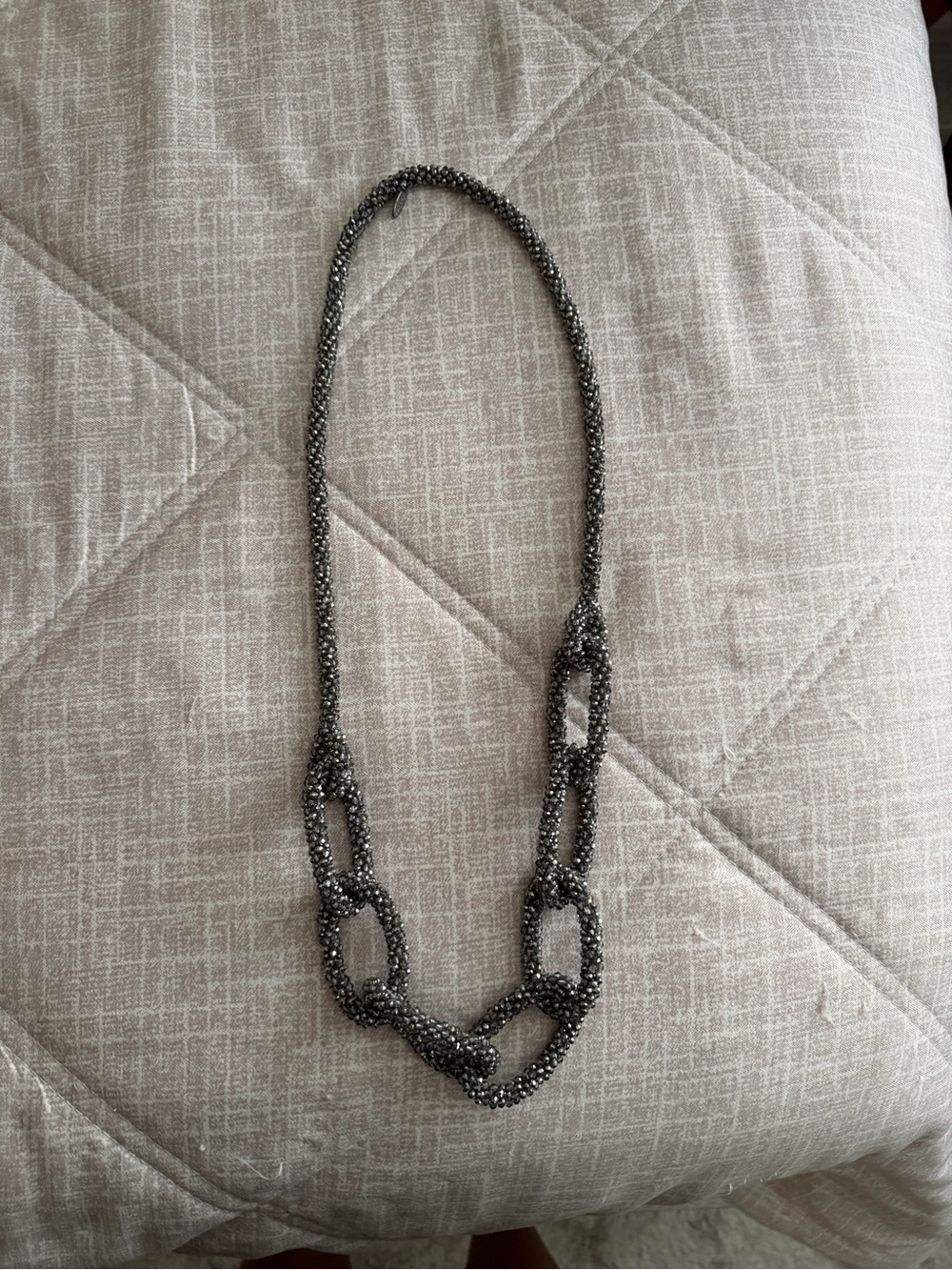 Long Beaded Chain Link Necklace